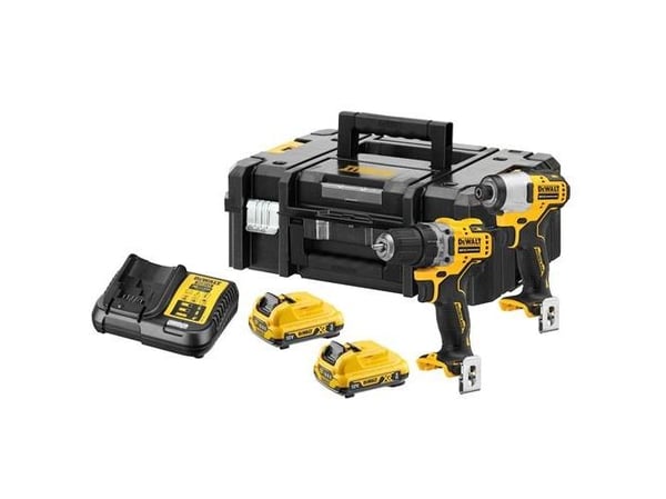 DeWALT DCK2110L2T-QW, Eldriven skruvdragare, Svart, Gul, 12 V, Litium-Ion (Li-Ion), 440 mm, 330 mm