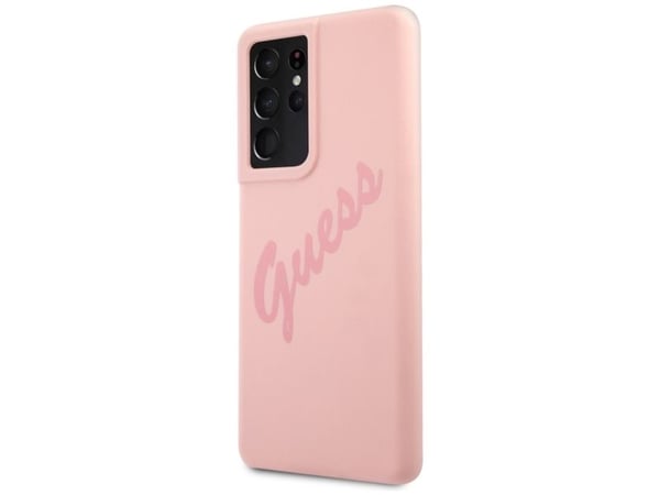 Guess GUHCS21LLSVSPI S21 Ultra G998 rosa hardt deksel Script Vintage