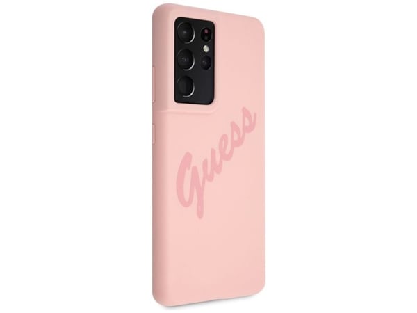 Guess GUHCS21LLSVSPI S21 Ultra G998 rosa hardt deksel Script Vintage