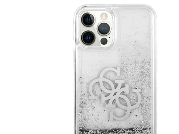 Guess GUHCP12LLG4GSI hardt mobildeksel iPhone 12 Pro Max 6,7" sølv 4G Big Liquid Glitter