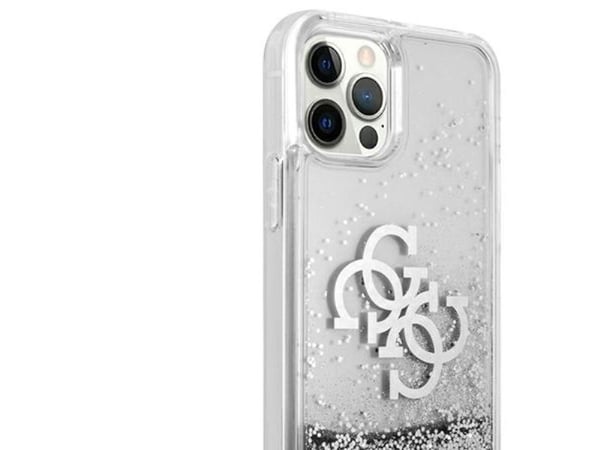 Guess GUHCP12LLG4GSI hardt mobildeksel iPhone 12 Pro Max 6,7" sølv 4G Big Liquid Glitter
