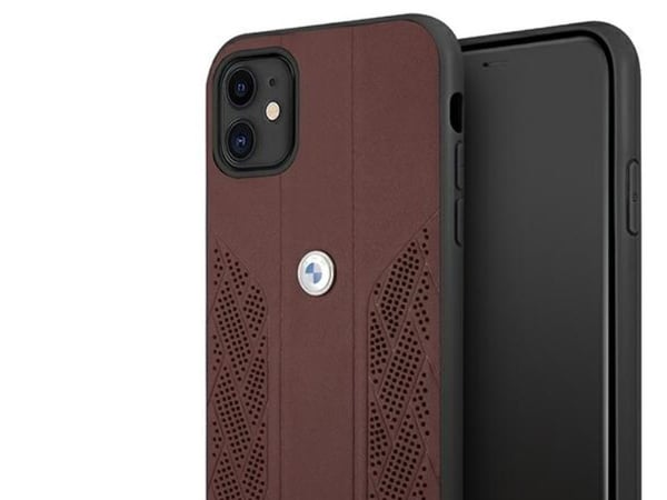 Mobildeksel BMW BMHCN61RSPPR til iPhone 11 6,1"/XR, rød hardcase i lær - Curve Perforate