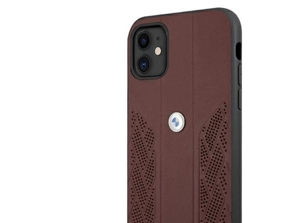 Mobildeksel BMW BMHCN61RSPPR til iPhone 11 6,1"/XR, rød hardcase i lær - Curve Perforate