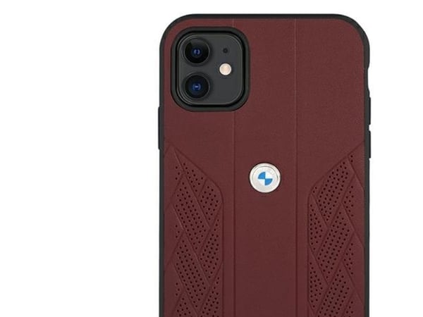 Mobildeksel BMW BMHCN61RSPPR til iPhone 11 6,1"/XR, rød hardcase i lær - Curve Perforate