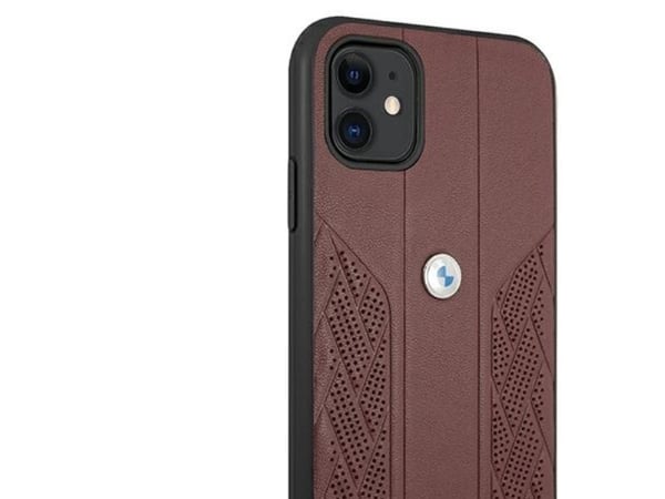 Mobildeksel BMW BMHCN61RSPPR til iPhone 11 6,1"/XR, rød hardcase i lær - Curve Perforate