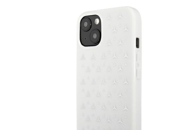 Mercedes Benz MEHCP13MESPWH iPhone 13 6,1 Hvit/hvitt klistremerke med sølvstjernemønster