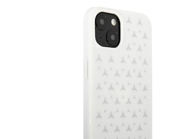 Mercedes Benz MEHCP13MESPWH iPhone 13 6,1 Hvit/hvitt klistremerke med sølvstjernemønster