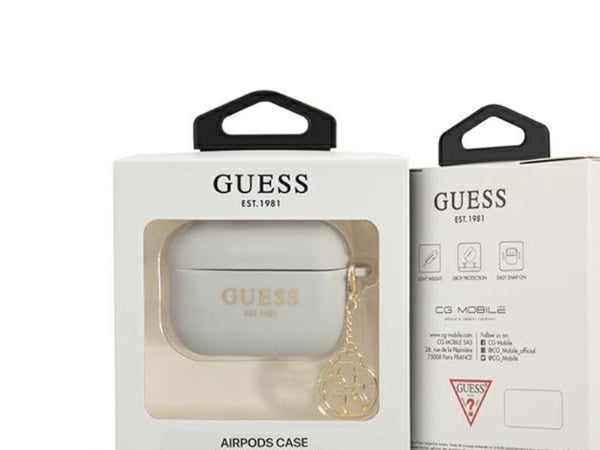 Kotelo Guess GUAPLSC4EG AirPods Pro Cover Harmaa/harmaa silikoni Charm 4G Collection -mallisto
