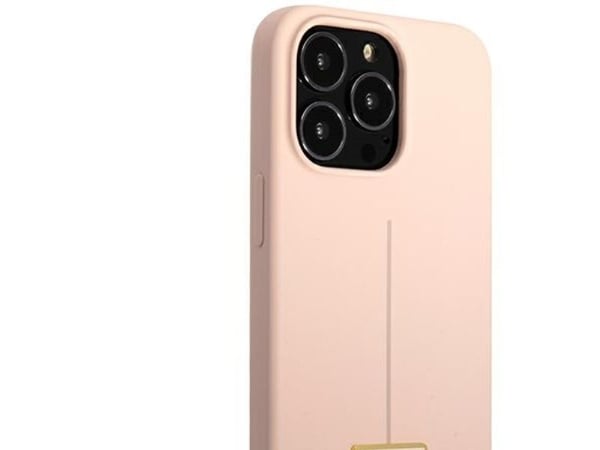 Guess GUHCP13LSLTGP iPhone 13 Pro / 13 6,1 tuuman säännöllinen / vaaleanpunainen kova kotelo, silikoni kolmio