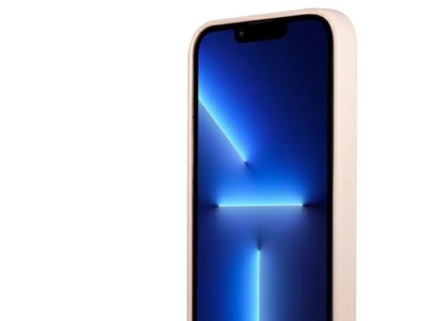 Guess GUHCP13LSLTGP iPhone 13 Pro / 13 6,1 tuuman säännöllinen / vaaleanpunainen kova kotelo, silikoni kolmio