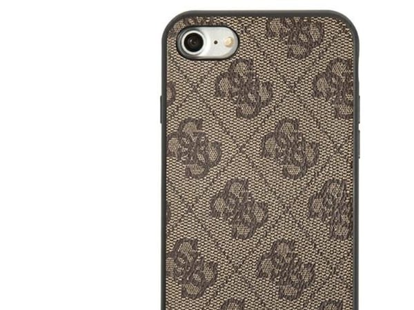 Guess GUHCI8G4GFBR Apple iPhone SE 2022 / 2020/ 7 / 8 brun hårt skal 4G Metal Gold Logo