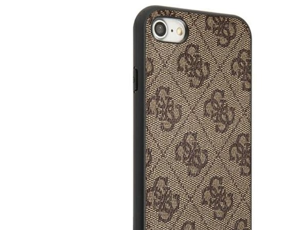 Guess GUHCI8G4GFBR Apple iPhone SE 2022 / 2020/ 7 / 8 brun hårt skal 4G Metal Gold Logo