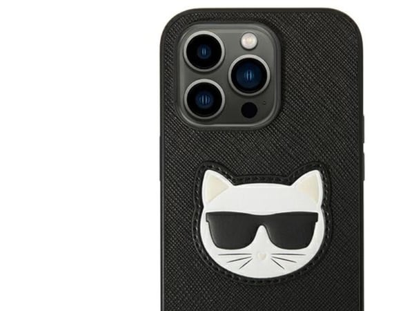 Karl Lagerfeld KLHCP14LSAPCHK iPhone 14 Pro 6,1" hårt skydd, svart Saffiano Choupette Head Patch