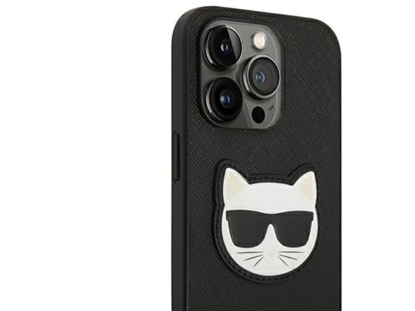 Karl Lagerfeld KLHCP14LSAPCHK iPhone 14 Pro 6,1" hårt skydd, svart Saffiano Choupette Head Patch