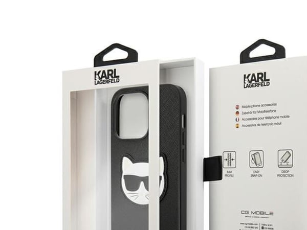 Karl Lagerfeld KLHCP14LSAPCHK iPhone 14 Pro 6,1" hårt skydd, svart Saffiano Choupette Head Patch