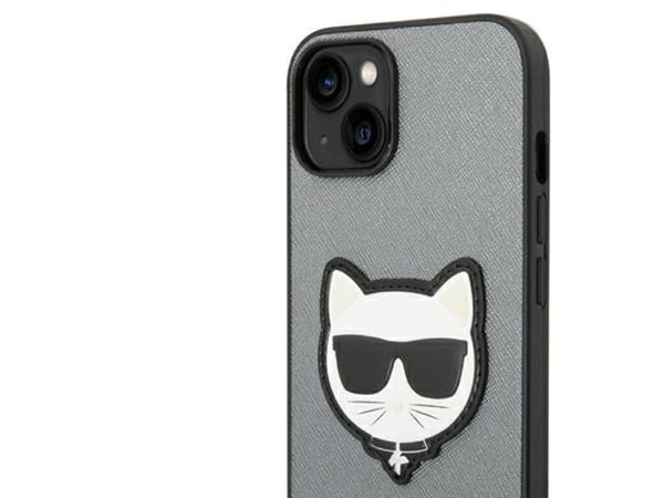 Karl Lagerfeld KLHCP14MSAPCHG iPhone 14 Plus 6.7" kovakotelo hopea/hopea Saffiano Choupette Head Patch