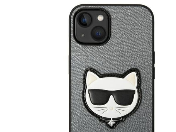 Karl Lagerfeld KLHCP14MSAPCHG iPhone 14 Plus 6.7" kovakotelo hopea/hopea Saffiano Choupette Head Patch
