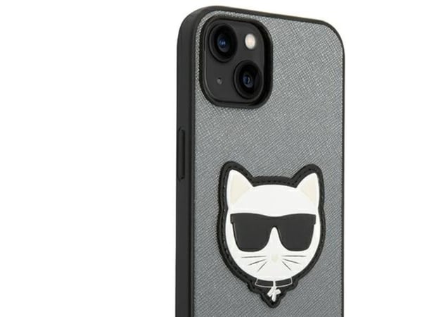 Karl Lagerfeld KLHCP14MSAPCHG iPhone 14 Plus 6.7" kovakotelo hopea/hopea Saffiano Choupette Head Patch