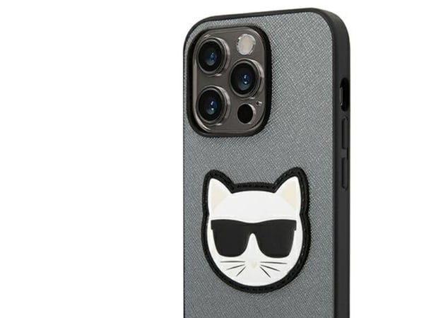 Karl Lagerfeld KLHCP14LSAPCHG iPhone 14 Pro 6,1" hårt skal i silver Saffiano Choupette Head