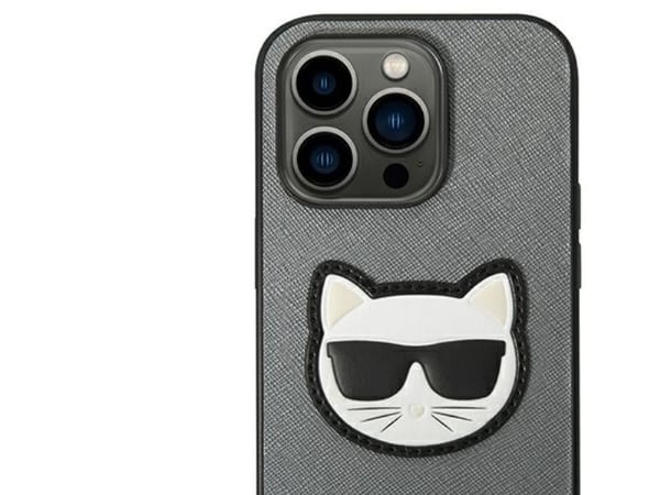 Karl Lagerfeld KLHCP14LSAPCHG iPhone 14 Pro 6,1" hårt skal i silver Saffiano Choupette Head