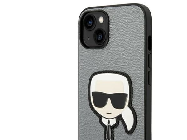 Karl Lagerfeld KLHCP14MSAPKHG iPhone 14 Plus 6.7" hopea/hopea kovakotelo Saffiano Karl Head patch