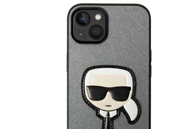 Karl Lagerfeld KLHCP14MSAPKHG iPhone 14 Plus 6.7" hopea/hopea kovakotelo Saffiano Karl Head patch