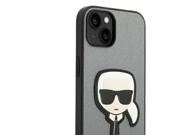 Karl Lagerfeld KLHCP14MSAPKHG iPhone 14 Plus 6.7" hopea/hopea kovakotelo Saffiano Karl Head patch