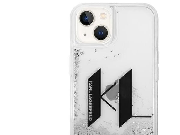 Karl Lagerfeld Liquid Glitter Big KL-deksel til iPhone 14 - sølvfarget