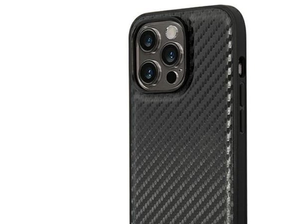 partnertele Originalt frontpaneldeksel BMW BMHCP14L22NBCK for iPhone 14 Pro (karbondeksel nederst horisontal blå linje og trykt logo / svart)
