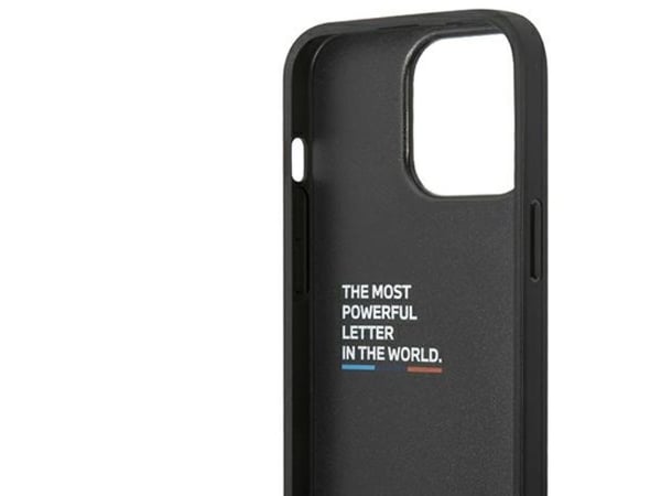 partnertele Originalt frontpaneldeksel BMW BMHCP14L22NBCK for iPhone 14 Pro (karbondeksel nederst horisontal blå linje og trykt logo / svart)