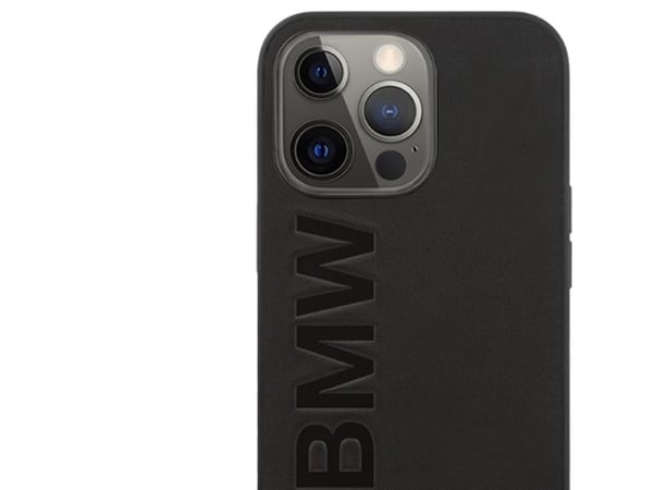 partnertele Original BMW frontpaneldeksel BMHMP14LSLLBK for iPhone 14 Pro (Hot Stamp og Metal Logo + MAG / Black)
