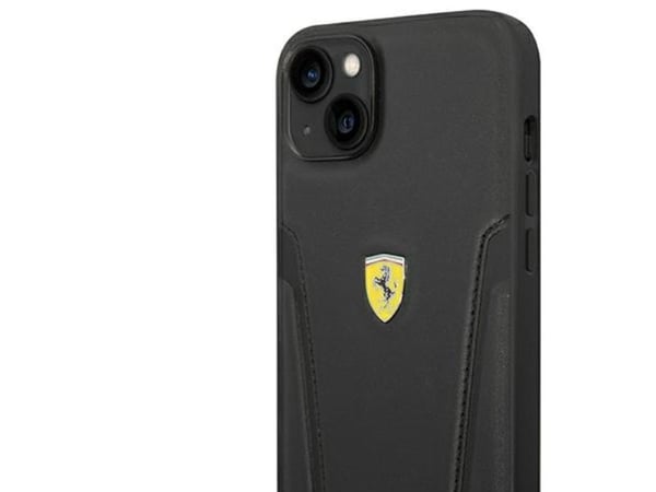 Apple iPhone 14 Plus Ferrari i skinn deksel med kortfeste | FEHCP14MRBUK, svart