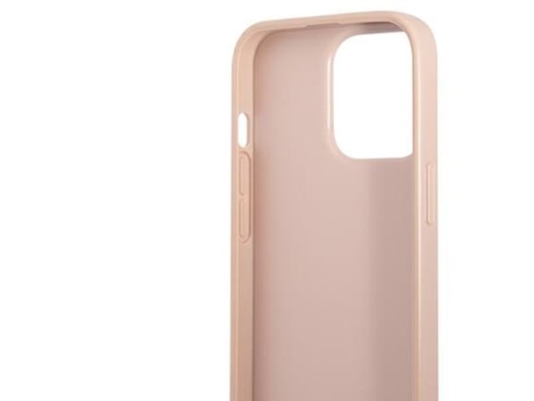 GUESS mobilskal GUHCP13LSATPPPPP 13 Pro / 13 6,1" Hardcase Saffianotriangle kortfack logga, rosa/rosa