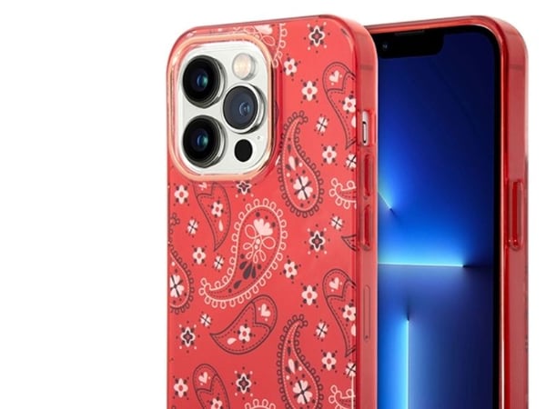 Guess GUHCP14LHGBNHR iPhone 14 Pro 6,1" röd/hårt skal med "Bandana Paisley"-mönster