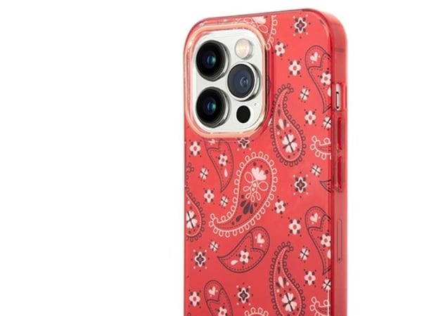 Guess GUHCP14LHGBNHR iPhone 14 Pro 6,1" röd/hårt skal med "Bandana Paisley"-mönster
