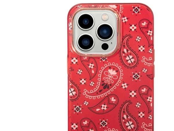 Guess GUHCP14LHGBNHR iPhone 14 Pro 6,1" röd/hårt skal med "Bandana Paisley"-mönster