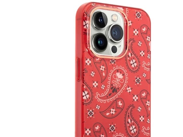 Guess GUHCP14LHGBNHR iPhone 14 Pro 6,1" röd/hårt skal med "Bandana Paisley"-mönster