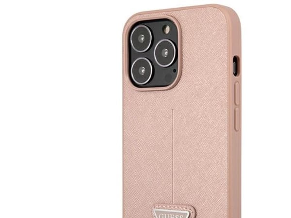 Guess GUHCP14LPSATLP iPhone 14 Pro 6,1" hårt skal rosa SaffianoTriangle Logo