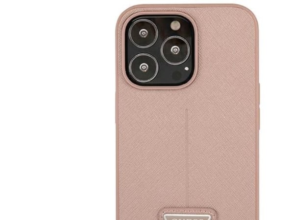 Guess GUHCP14LPSATLP iPhone 14 Pro 6,1" hårt skal rosa SaffianoTriangle Logo
