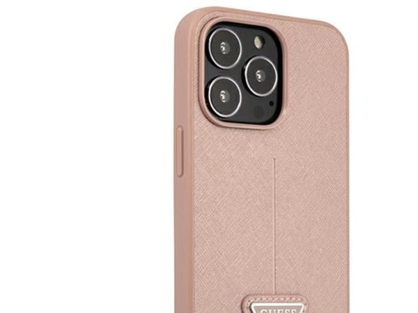 Guess GUHCP14LPSATLP iPhone 14 Pro 6,1" hårt skal rosa SaffianoTriangle Logo