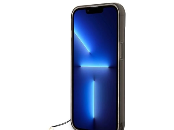 Alkuperäinen GUESS GUHCP14SHGCOHK Etupaneeli Kotelo iPhone 14 (IML Electro Cam w. Strap läpikuultava / Musta)