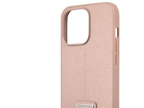 Guess GUHCP14XPSATLP iPhone 14 Pro Max 6,7 tommer rosa/rosa hardt deksel SaffianoTriangle Logo