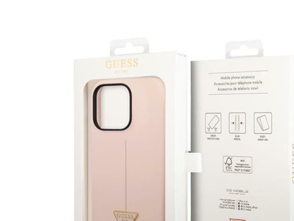 Veske Guess GUHCP14XSLTGP iPhone 14 Pro Max 6,7 tommer rosa/rosa hard silikontriangel