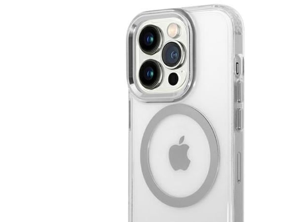 Guess GUHMP14LHTRMS iPhone 14 Pro 6.1 hopea/hopea kova kotelo metalli Outline Magsafe