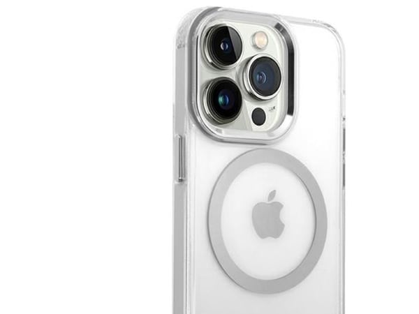 Guess GUHMP14LHTRMS iPhone 14 Pro 6.1 hopea/hopea kova kotelo metalli Outline Magsafe