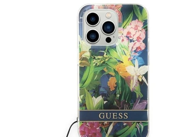 Deklas GUESS hårt gel-remmar/armband GUOHCP14LHFLSB bakstycke, Apple iPhone 14 Pro, blå, 6,1"