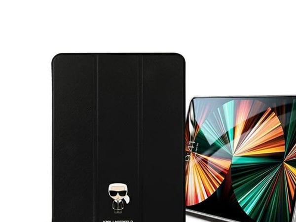 Karl Lagerfeld etui til nettbrett KLFC12OKMK iPad 12,9" Pro 2021 Book Cover svart/svart saffiano Karl Iconic