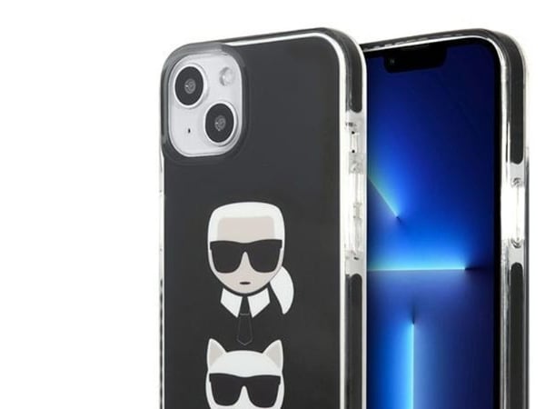 Karl Lagerfeld KLHCP13STPE2TK hårt mobilskal för Apple iPhone 13 mini 5,4" – svart med Karl & Choupette Head