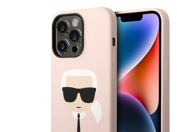 Karl Lagerfeld Silikoni ikoninen Karl`s Head MagSafe - iPhone 14 Pro Case (vaaleanpunainen)