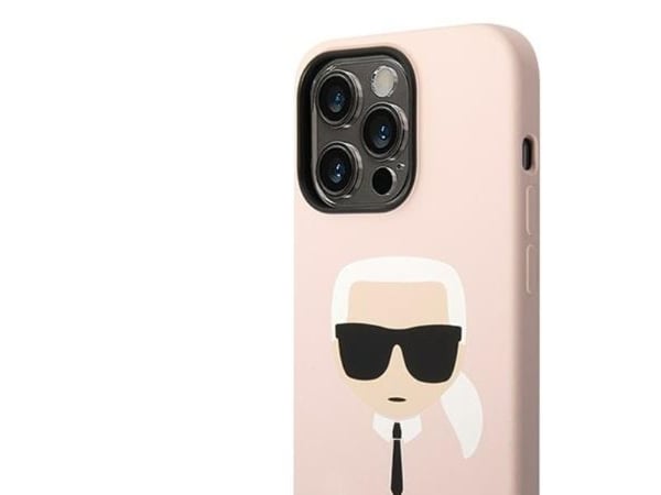 Karl Lagerfeld Silikoni ikoninen Karl`s Head MagSafe - iPhone 14 Pro Case (vaaleanpunainen)